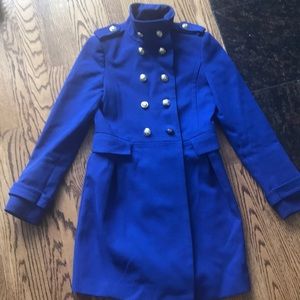 ZARA cobalt blue military coat gold button size S